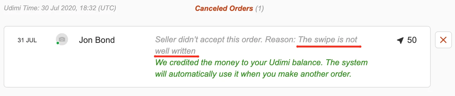 Canceled order